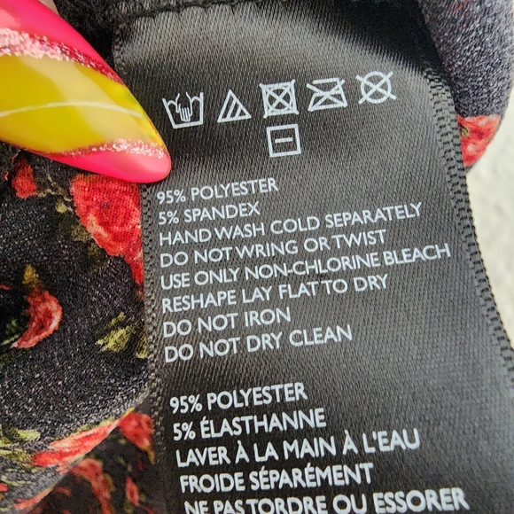 Free People All My Love Ruffle Mini Dress Black with Red Floral Size Small NWT - Picture 6 of 8